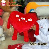  Gấu bông trái tim đỏ gối kê đầu trang trí quà tặng tình yêu 