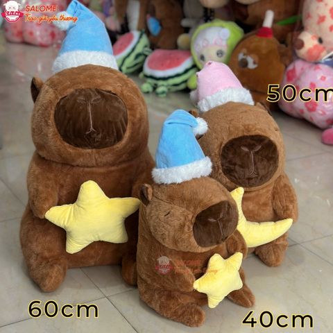  Gấu bông capybara đội nón ngủ ôm ngôi sao, ôm mặt trăng 