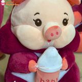 Gấu bông Heo cosplay gấu dâu ôm bình sữa 