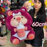  Gấu bông Heo cosplay gấu dâu ôm bình sữa 