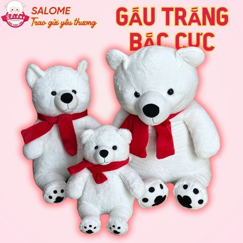 Gấu bông gấu bắc cực đeo khăn noel giáng sinh
