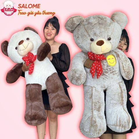 Gấu bông teddy mặt cười có nơ