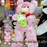  Gấu bông teddy lông thỏ ôm bình sữa 