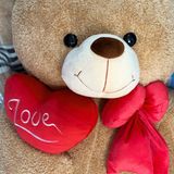 Gấu bông teddy trái tim LOVE dễ thương Cute khổng lồ, thú bông teddy nâu lông xù mỳ thêu tim đeo nơ 