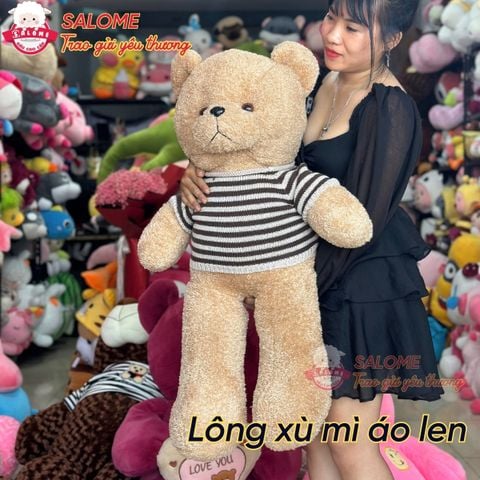  Gấu bông Teddy lông xù mì mặc áo len 