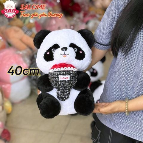  Gấu bông gấu trúc ôm hoa 