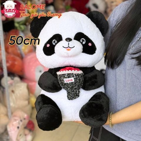  Gấu bông gấu trúc ôm hoa 