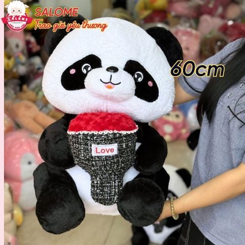  Gấu bông gấu trúc ôm hoa 