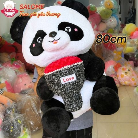  Gấu bông gấu trúc ôm hoa 