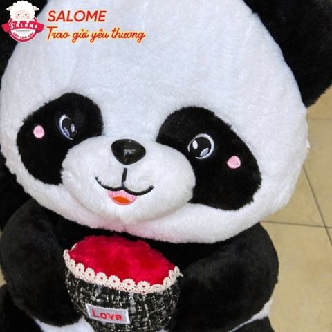  Gấu bông gấu trúc ôm hoa 
