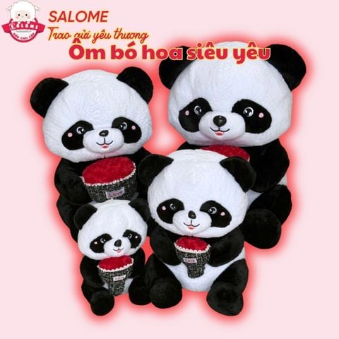  Gấu bông gấu trúc ôm hoa 