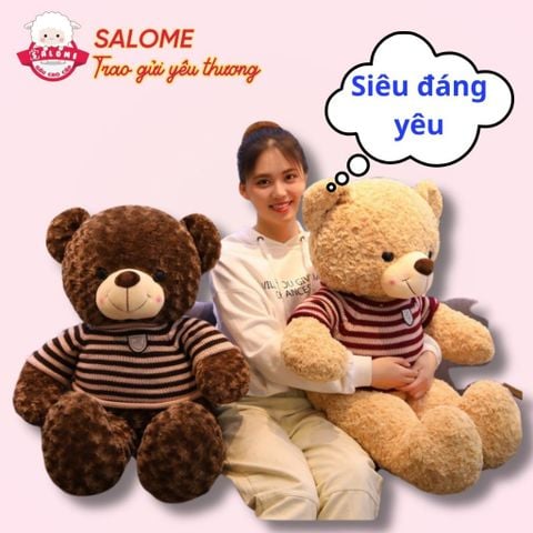 Gấu bông Teddy lông xù mì mặc áo len
