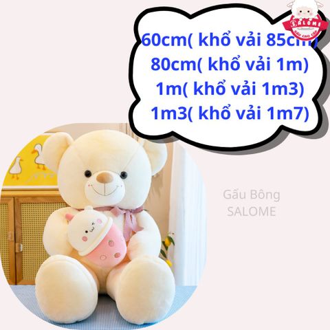  Gấu bông teddy lông thỏ ôm bình sữa 