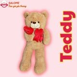  Gấu bông teddy trái tim LOVE dễ thương Cute khổng lồ, thú bông teddy nâu lông xù mỳ thêu tim đeo nơ 