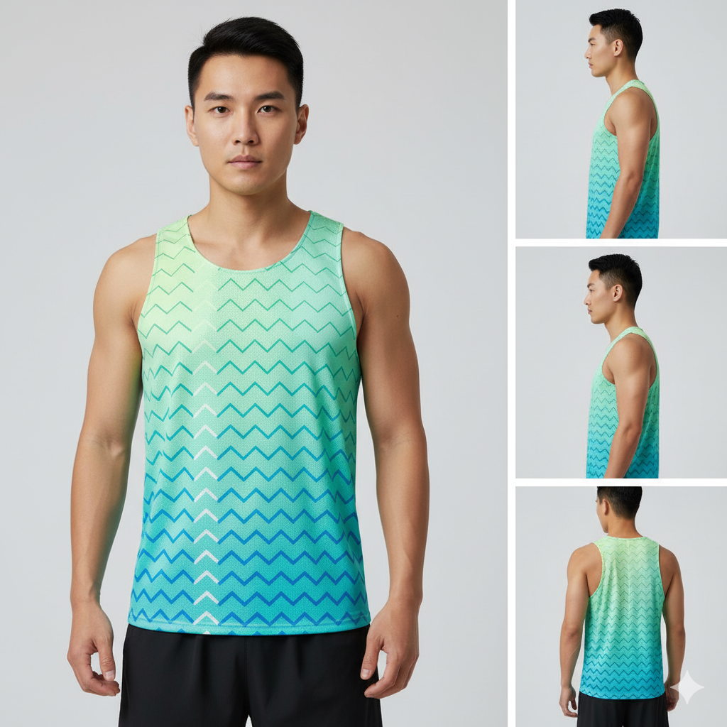  Bonding green singlet in chuyển màu, không đường may, vải siêu nhẹ, hỗ trợ ngăn ngừa tia UV-AP10 