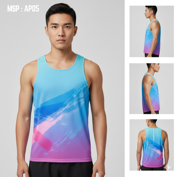  Adam rainbow singlet in chuyển màu, vải siêu nhẹ, hỗ trợ ngăn ngừa tia UV-AP05 
