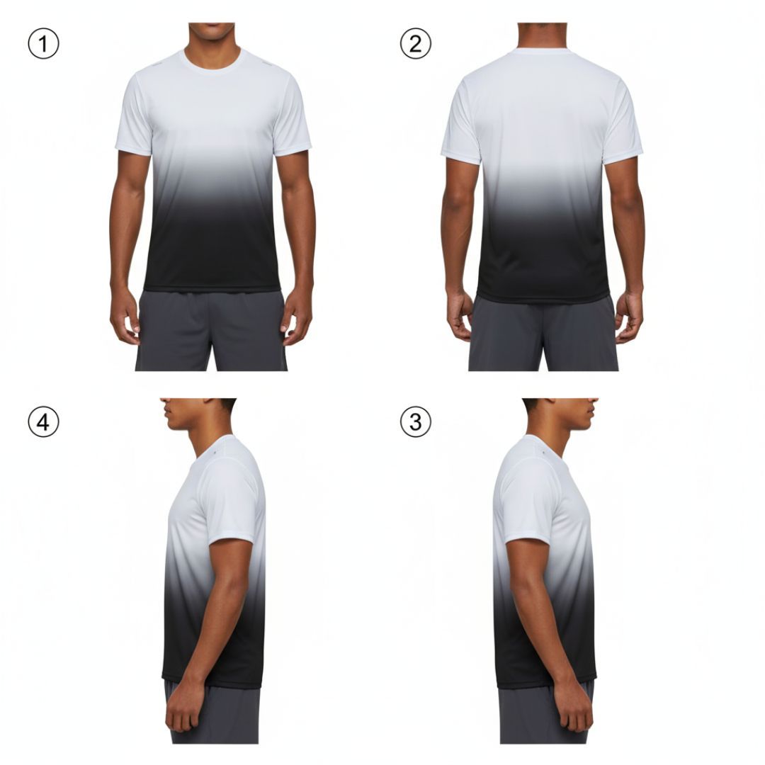  Áo thun Ombre chuyển màu xám, vải siêu nhẹ, hỗ trợ ngăn ngừa tia UV 