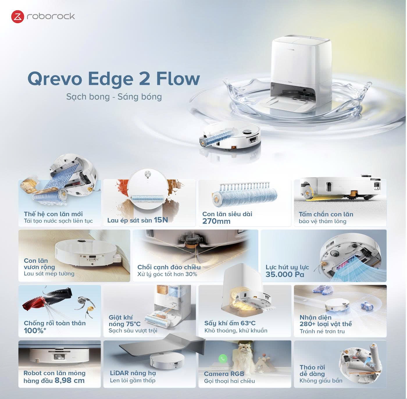  Robot hút bụi lau nhà Roborock Qrevo Edge 2 Flow 