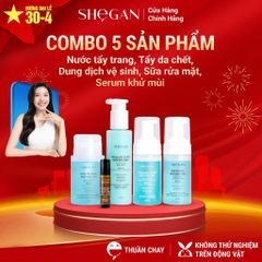 Combo đặc biệt SHeGAN - Sữa rửa mặt, Nước tẩy trang, Tẩy da chết, Dung dịch vệ sinh muối biển xanh, Serum khử mùi