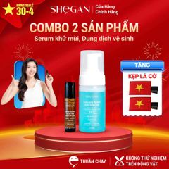 (TẶNG SET 2 KẸP LÁ CỜ) Combo Dung dịch vệ sinh muối biển xanh & Serum khử mùi ngừa thâm nách và chân SHeGAN