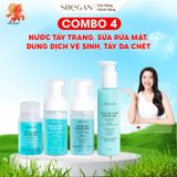  Combo Sữa rửa mặt, Nước tẩy trang, Tẩy da chết & Dung dịch vệ sinh muối biển xanh SHeGAN 