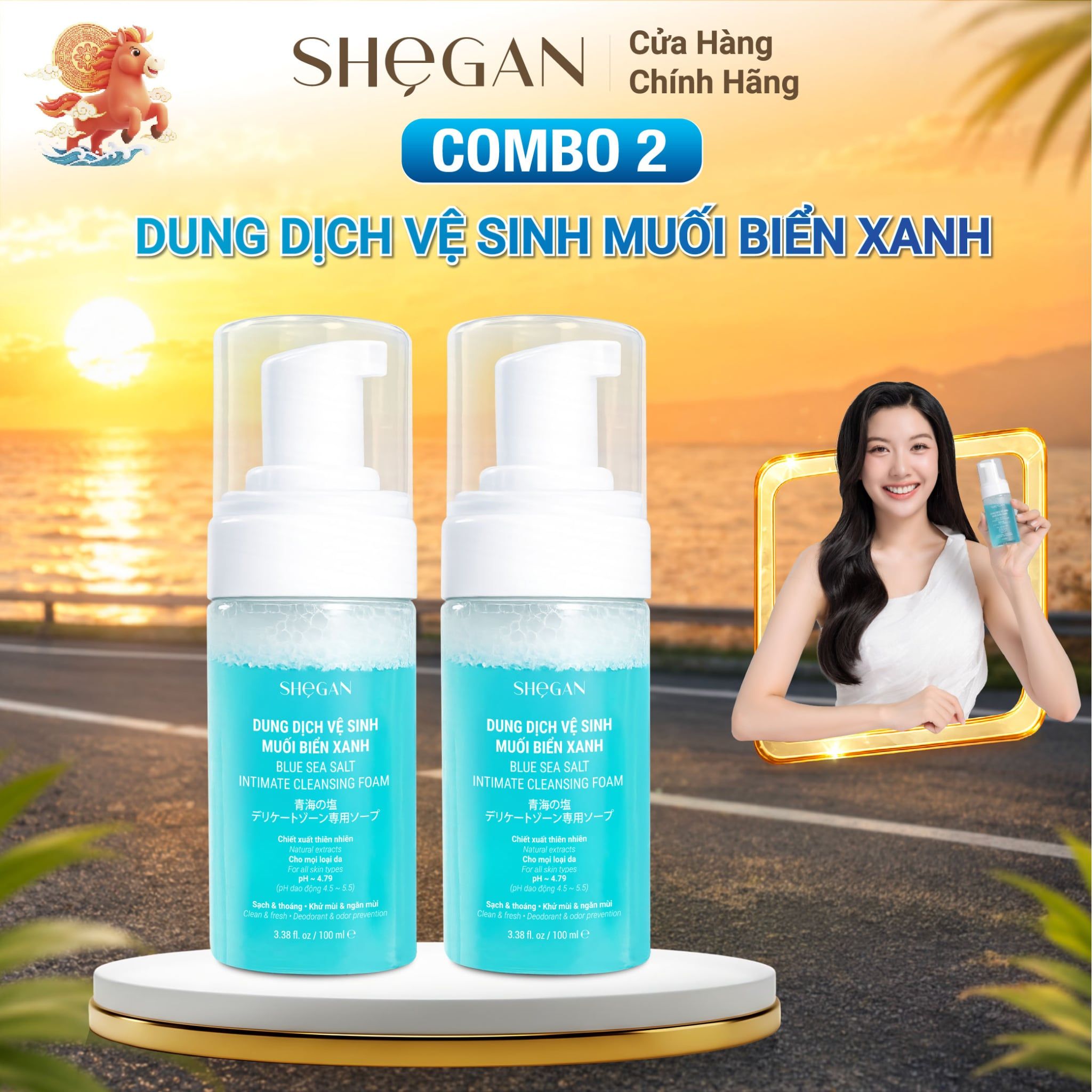  Combo 2 chai dung dịch vệ sinh muối biển xanh (100ml) 