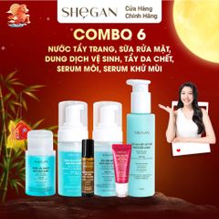 Combo Thuần Chay SHeGAN - Sữa Rửa Mặt, Nước Tẩy Trang, Tẩy Da Chết, Dung Dịch Vệ Sinh, Serum Khử Mùi, Serum Dưỡng Môi
