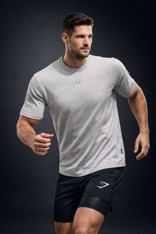  1 REVERSIBLE VENTED TEE -  Heather Grey 