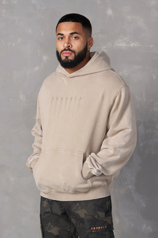  YoungLA - 511 Drippy Skull Hoodies -  Beige Wash 