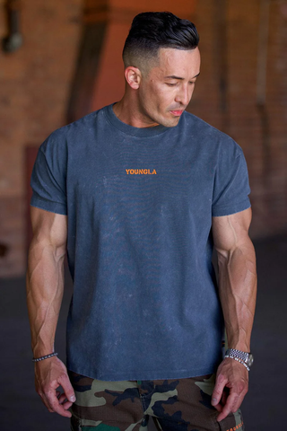  4014 - Orange Emblem Tees - Teal Wash 