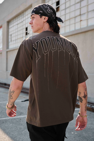  428 - Drip Oversized Tees - Brown Wash 