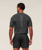  GYMSHARK Lightweight Seamless T-Shirt - Black/Silhouette Grey 