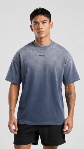  ASGARD OMBRE SPRAY OVERSIZE TEES - NAVY WASH 