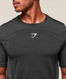 GYMSHARK Lightweight Seamless T-Shirt - Black/Silhouette Grey 