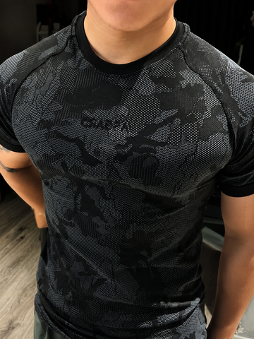  ASGARD CAMO SEAMLESS COMPRESSION SHIRTS - Black/Charcoal Grey 