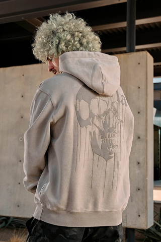  YoungLA - 511 Drippy Skull Hoodies -  Beige Wash 