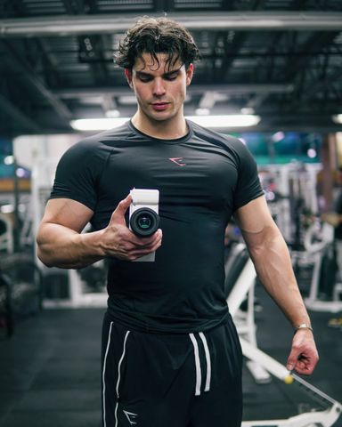  GYMSHARK Element Baselayer T-SHIRTS / Black - Red 