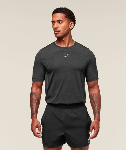 GYMSHARK Lightweight Seamless T-Shirt - Black/Silhouette Grey 