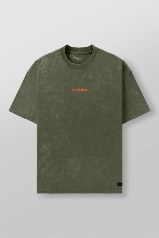  4014 - Orange Emblem Tees - Olive Wash 