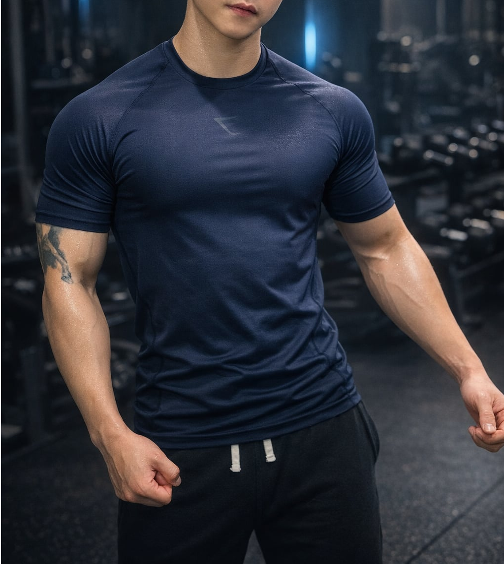  GYMSHARK Element Baselayer T-SHIRTS / Heavy Blue 