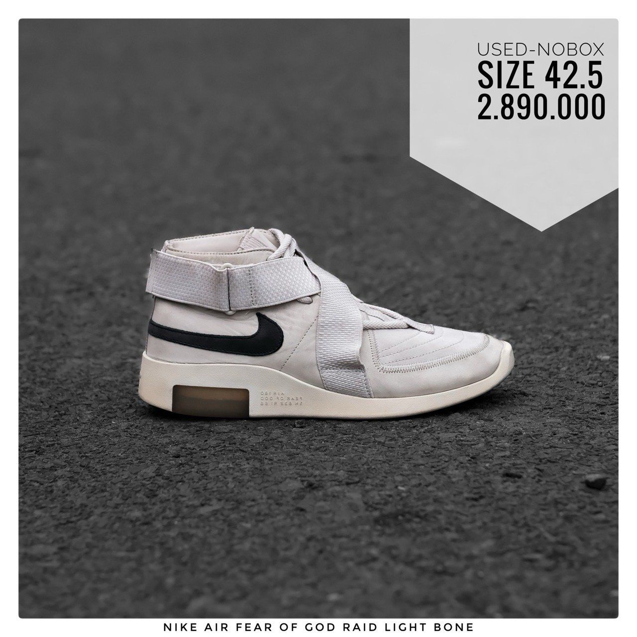 G2h Nike Air Fear Of God Raid Light Bone Giày bám bụi