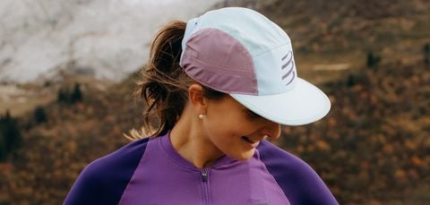  Nón Chạy Bộ Compressport 5 Panel Light Cap - Shell Blue/Grape 