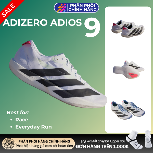  Giày Chạy Bộ Nam Adidas Adizero Adios 9 - Cloud White / Core Black 