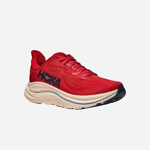  Giày Chạy Bộ Nam Hoka Clifton 10 Wide - Vermillion / Varsity Navy 