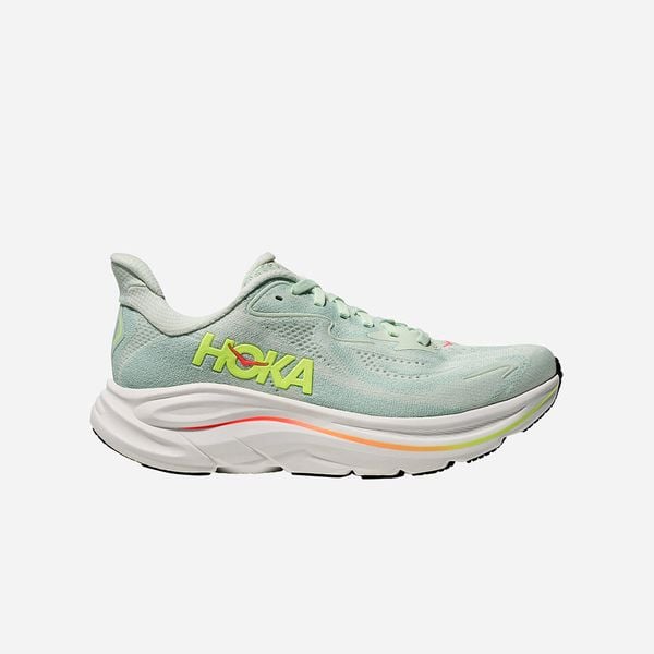  Giày Chạy Bộ Nữ Hoka Clifton 10 Wide - Sea Glass / Neon Flame 
