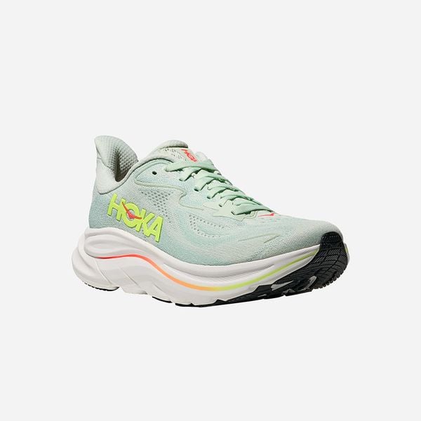  Giày Chạy Bộ Nữ Hoka Clifton 10 Wide - Sea Glass / Neon Flame 