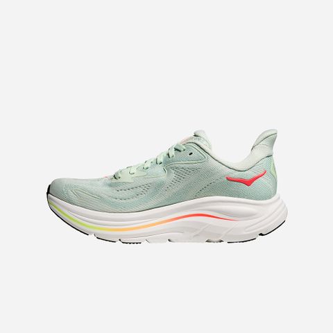  Giày Chạy Bộ Nữ Hoka Clifton 10 Wide - Sea Glass / Neon Flame 