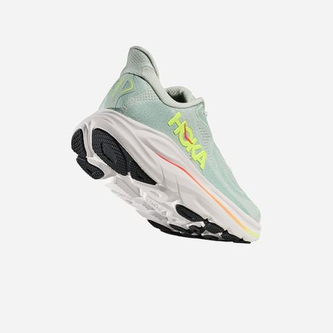  Giày Chạy Bộ Nữ Hoka Clifton 10 Wide - Sea Glass / Neon Flame 