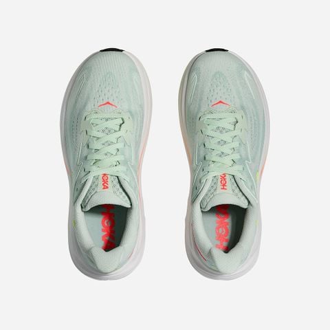  Giày Chạy Bộ Nữ Hoka Clifton 10 Wide - Sea Glass / Neon Flame 