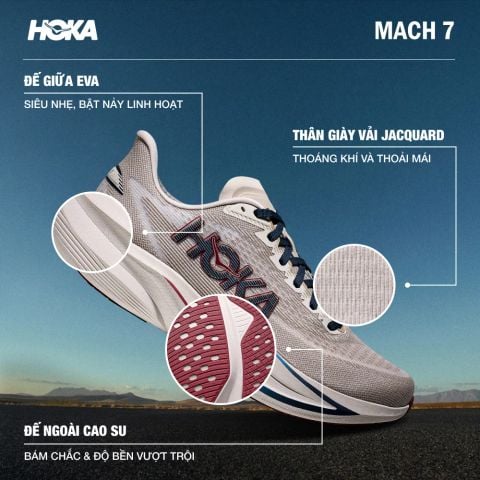  Giày Chạy Bộ Nam HOKA Mach 7 Wide - Putty / Grout 